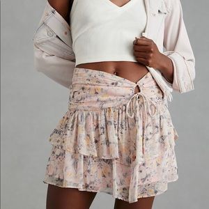 Anthropologie Ruched Mini Skirt